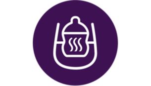 Keeps milk warm for up to 60 min and automatically shuts off